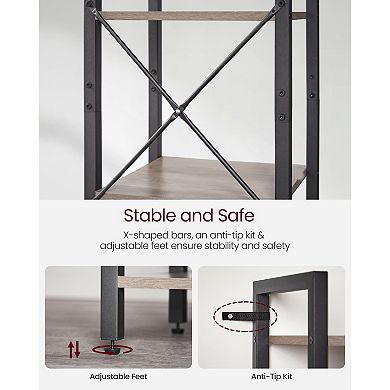 Freestanding 6-Tier Storage Shelf, Steel Frame with Particleboard for Bathroom or Entryway