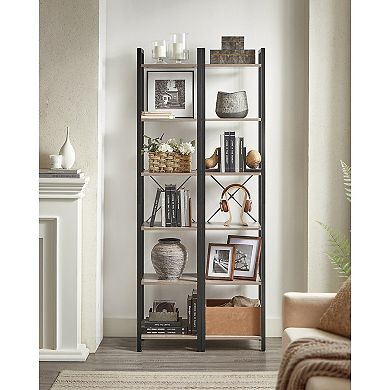 Freestanding 6-Tier Storage Shelf, Steel Frame with Particleboard for Bathroom or Entryway