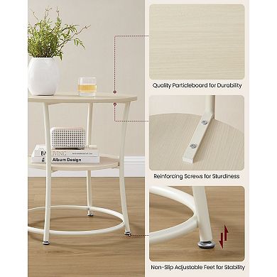 Steel Frame Round End Table with Shelf - Easy Setup for Living Room or Bedroom