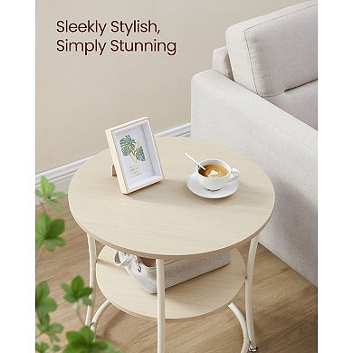 Steel Frame Round End Table with Shelf - Easy Setup for Living Room or Bedroom