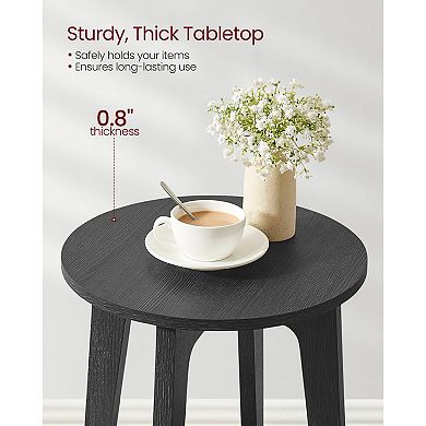 Charcoal Grey Round End Table with Lower Shelf, 2-Tier, Quick Assembly for Living Room Use