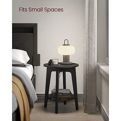 Charcoal Grey Round End Table with Lower Shelf, 2-Tier, Quick Assembly for Living Room Use