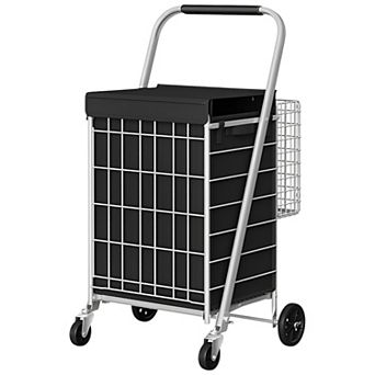 23-Gallon Rolling Utility Cart with Removable Basket for Shopping or Laundry