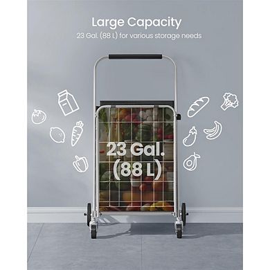 23-Gallon Rolling Utility Cart with Removable Basket for Shopping or Laundry