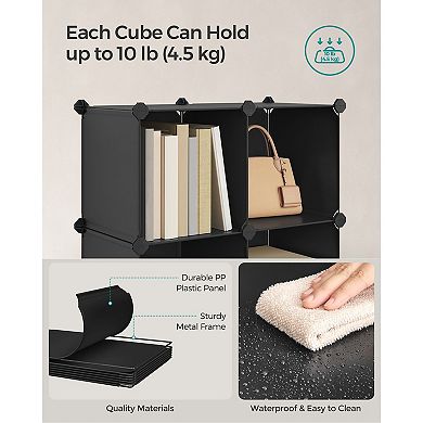 Customizable Storage Organizer, Modular Design with 9 Cubes, Black and White