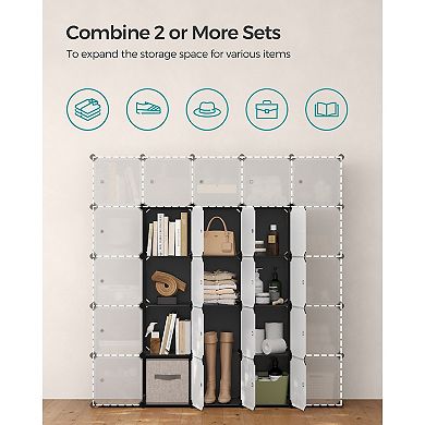Customizable Storage Organizer, Modular Design with 9 Cubes, Black and White