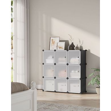 Customizable Storage Organizer, Modular Design with 9 Cubes, Black and White