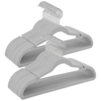 50-Pack Velvet Hangers with Shoulder Notches and Swivel Hooks Dove Grey