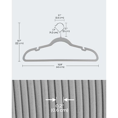 50-Pack Velvet Hangers with Shoulder Notches and Swivel Hooks Dove Grey