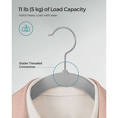 50-Pack Velvet Hangers with Shoulder Notches and Swivel Hooks Dove Grey