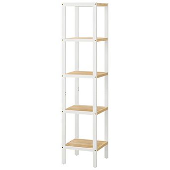 5 tier Wicker Storage Shelf for Bathroom, Kitchen, Living Room and Vertical Storage
