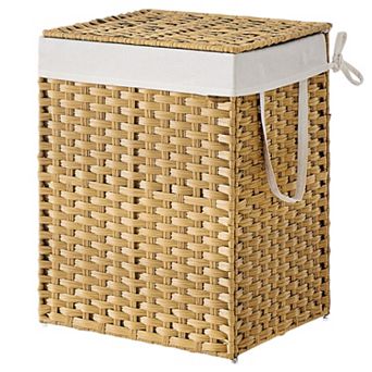 Laundry Hamper with Lid, 29.1-Gallon Capacity and Removable Liner Natural