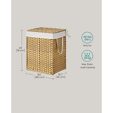 Laundry Hamper with Lid, 29.1-Gallon Capacity and Removable Liner Natural