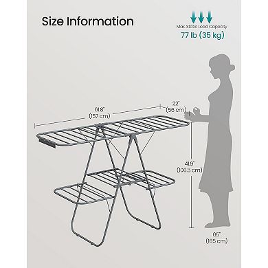 Foldable Drying Rack with 4 Wings and Clips for Indoor or Outdoor Laundry Use - Grey