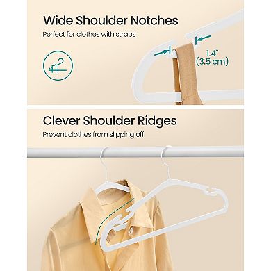 50-Pack Slim Plastic Clothes Hangers with Strap Notches and Swivel Hooks Cloud White