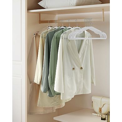 50-Pack Slim Plastic Clothes Hangers with Strap Notches and Swivel Hooks Cloud White