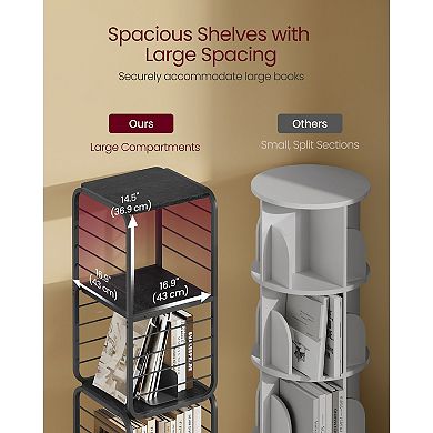 Corner Rotating Bookcase, 4 Shelves, Includes Bookends for Living Room and Office