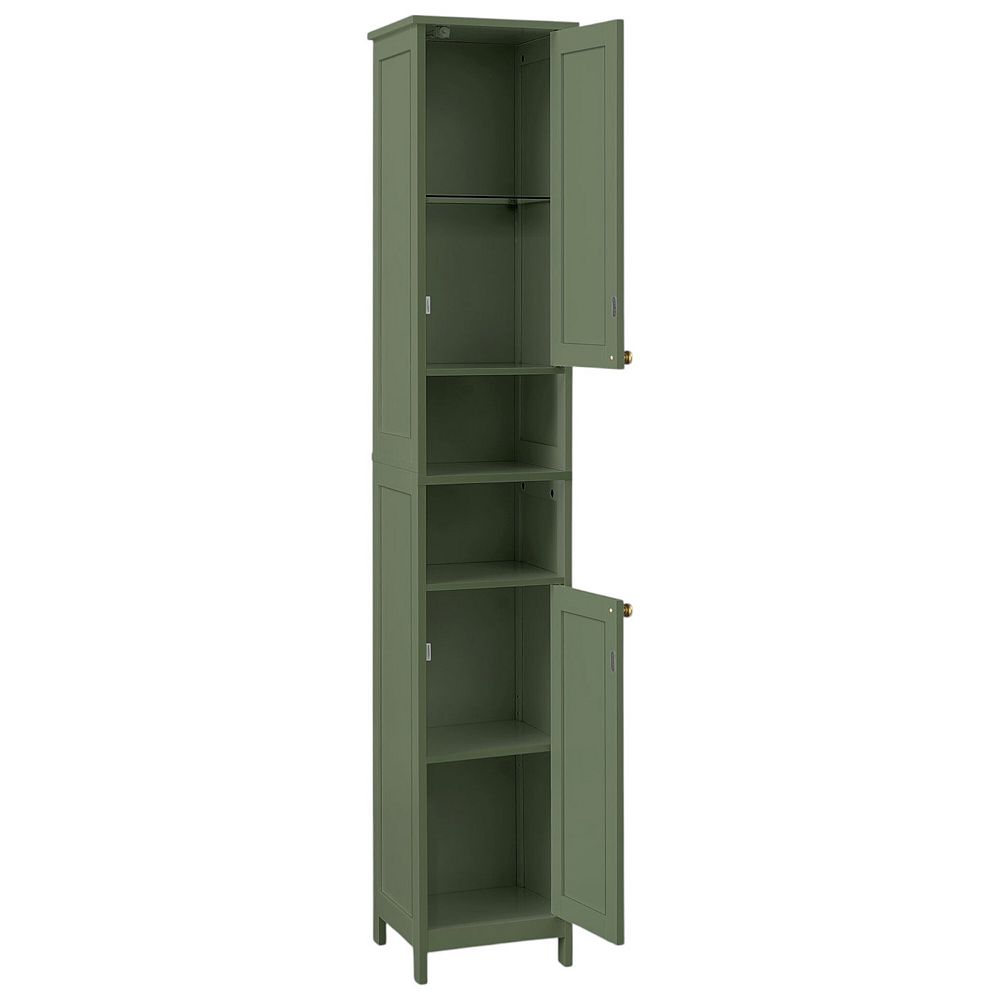 Tall Forest Green Bathroom Storage Cabinet with Door Light and