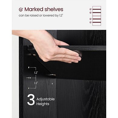 6-Tier Bookshelf for Living Room or Home Office with Adjustable Shelves - Black