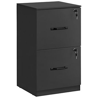 Ink Black 2-Drawer File Cabinet with Lock, Vertical Office Storage for Home or Study
