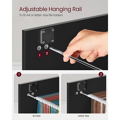 Ink Black 2-Drawer File Cabinet with Lock, Vertical Office Storage for Home or Study