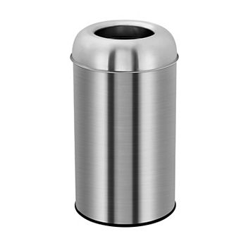 13 Gallon (50L) Round Open-Top Stainless Steel Trash Can for Indoor/Outdoor​