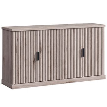 Buffet Cabinet with Adjustable Shelves and Soft-Close Doors Washed Grey Finish