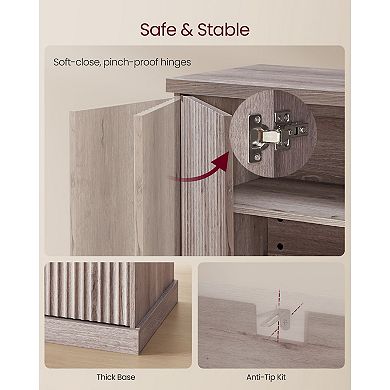 Buffet Cabinet with Adjustable Shelves and Soft-Close Doors Washed Grey Finish