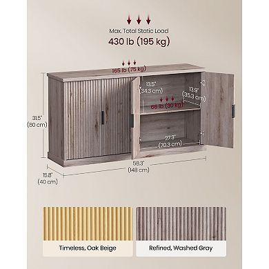 Buffet Cabinet with Adjustable Shelves and Soft-Close Doors Washed Grey Finish