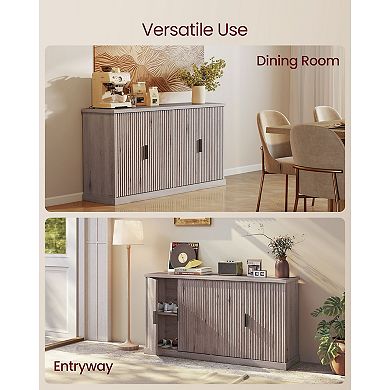 Buffet Cabinet with Adjustable Shelves and Soft-Close Doors Washed Grey Finish