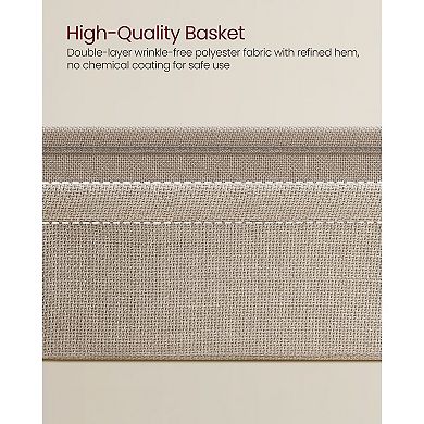 Modern Rectangular Side Table with Fabric Basket, Easy Setup for Small Spaces