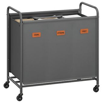 3-Compartment Laundry Sorter with 5 Labels, 44.9-Gallon Capacity and Premium Wheels