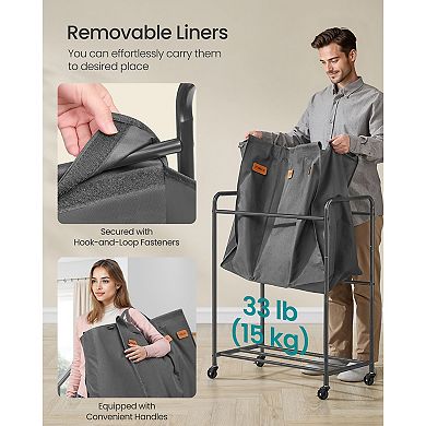 3-Compartment Laundry Sorter with 5 Labels, 44.9-Gallon Capacity and Premium Wheels