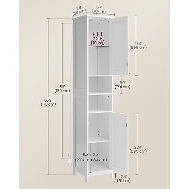 Tall Bathroom Storage Cabinet with Door-Activated Lights and Shelves Cloud White
