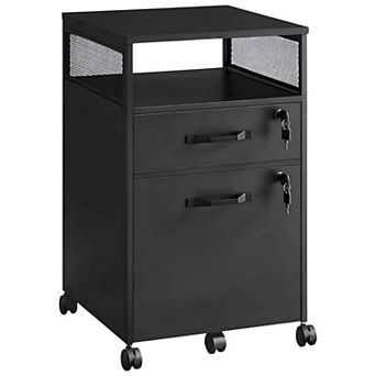 3-Section File Cabinet with Locking Drawers and Wheels, Under-Desk Office Storage