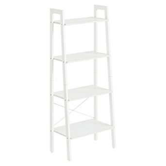 Maple White Ladder Shelf, 4 Shelves, Space-Saving Design for Bedroom and Balcony