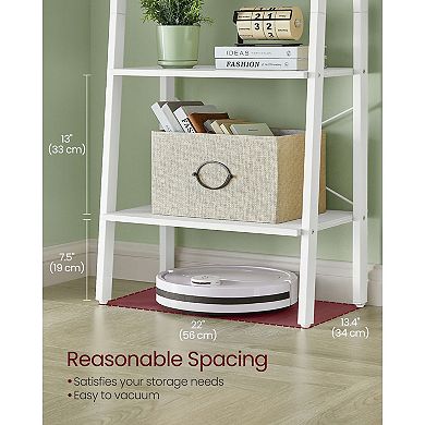 Maple White Ladder Shelf, 4 Shelves, Space-Saving Design for Bedroom and Balcony