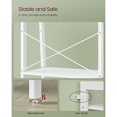 Maple White Ladder Shelf, 4 Shelves, Space-Saving Design for Bedroom and Balcony