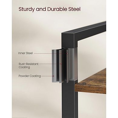 Honey Brown and Black Industrial Bookshelf, 4 Tiers, Anti-Tip Kit for Multi-Room Use