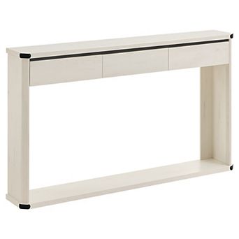 Narrow Farmhouse Entryway Console Table with 3 Drawers and Bottom Shelf for Hallway or Living Room