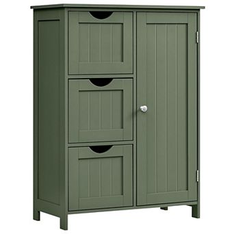 Forest Green Beadboard Style Bathroom Floor Cabinet with Adjustable Shelf
