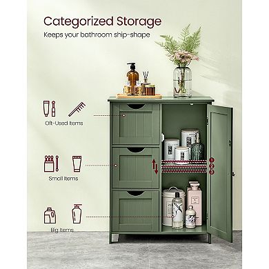 Forest Green Beadboard Style Bathroom Floor Cabinet with Adjustable Shelf