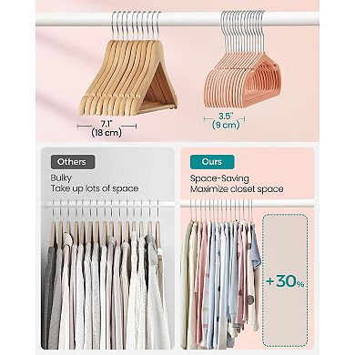 50-Pack Kids Velvet Hangers with Strap Notches and Swivel Hooks Coral Pink