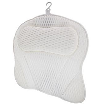 Ergonomic Tub Pillow with 6 Suction Cups - 3D Air Mesh Neck Back Support for Soaking Baths