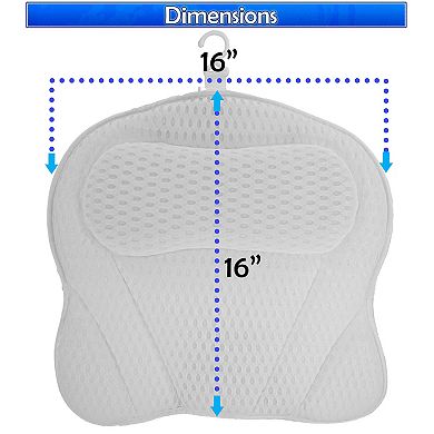 Ergonomic Tub Pillow with 6 Suction Cups - 3D Air Mesh Neck Back Support for Soaking Baths