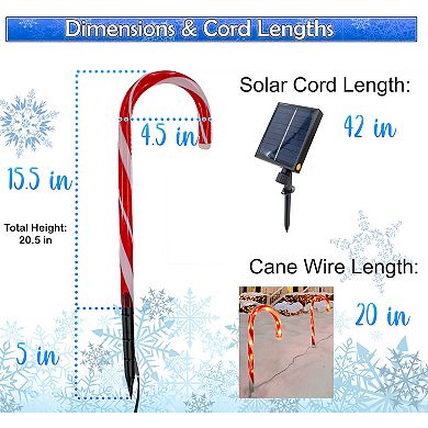 Solar Christmas Pathway Lights with Candy Cane Stakes - 8pc Outdoor Waterproof Set