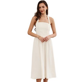 Midi Dress for Women's Off Shoulder Halter Corset High Waist Swing Flowy Long Dresses
