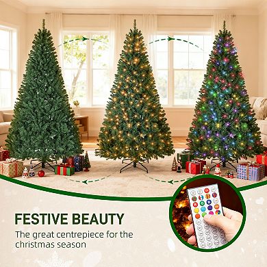 HOMCOM 7.5ft Christmas Tree with RGB Dynamic LED, Remote, Hinged Xmas Tree