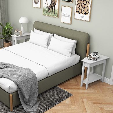 Gymax 2 PCS 2-Tier End Table Irregular Narrow Sofa Side Nightstand w/ Storage Shelf