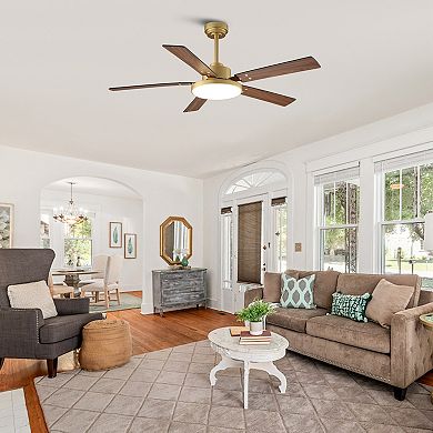 52" Modern Integrated LED Dimmable Smart Ceiling Fan with Light and Remote, APP Control